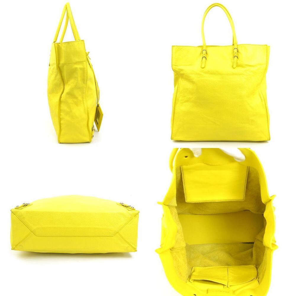 Balenciaga Paper Leather Yellow Handbag Yellow